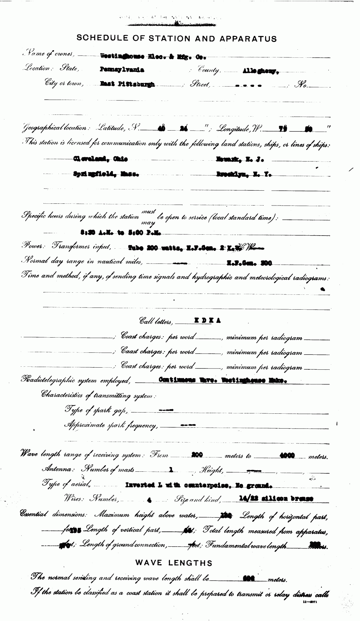 KDKA first licence (October 27, 1920) - 3rd page