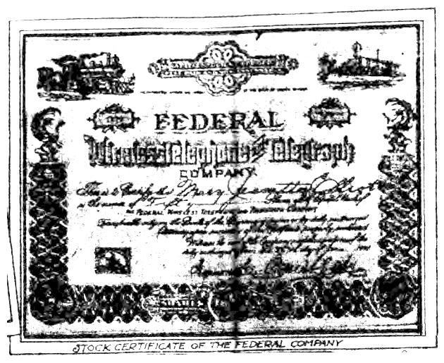 Federal Wireless Stock Certificate