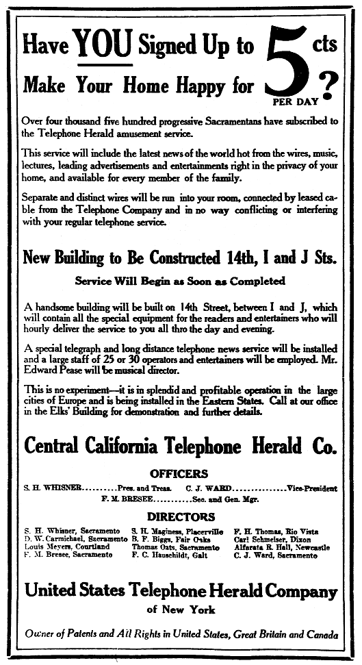 Central California Telephone Herald advertisement