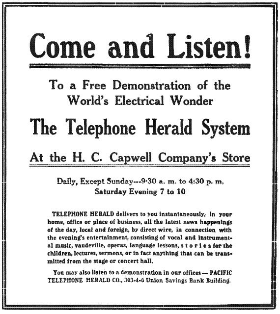 Pacific Telephone Herald Advertisement