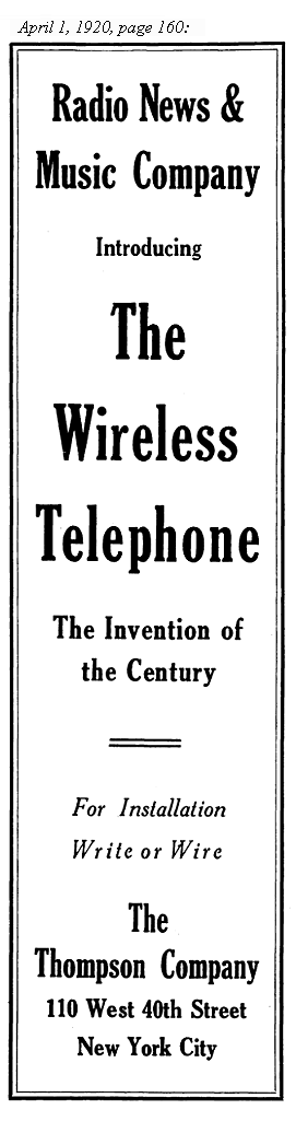 April 1, 1920 Radio News & Music ad