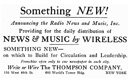 March 13, 1920 Radio News & Music ad