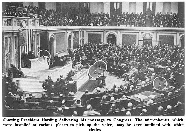 President Harding delivering speech to Congress